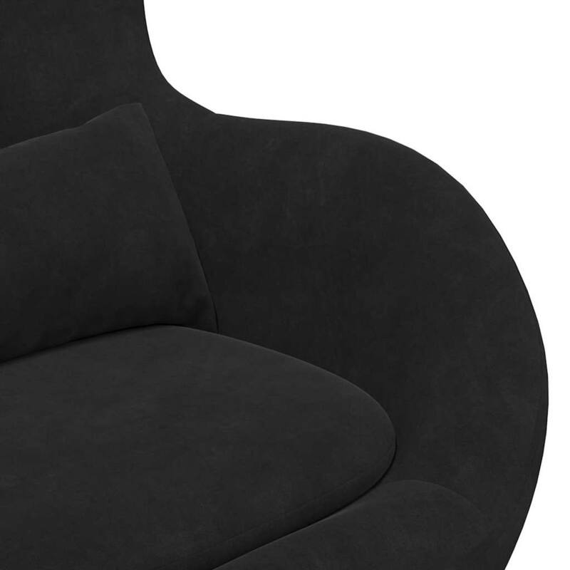 vidaXL Egg Chair with Footstool Black 24.80 x 28.74 x 35.43 in Velvet
