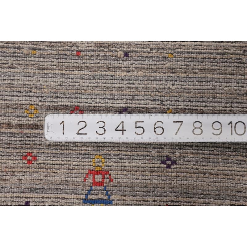 Striped Gabbeh Indian Area Rug Handmade Wool Carpet - 6'0"x 7'11"