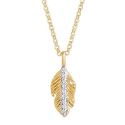Victoria Townsend Gold over Sterling Silver 1/10ct Diamond Leaf Necklace