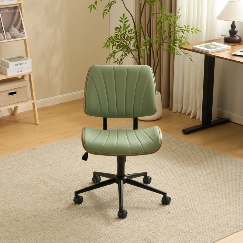 PU Trapezoid Curved Back Swivel Office Chair