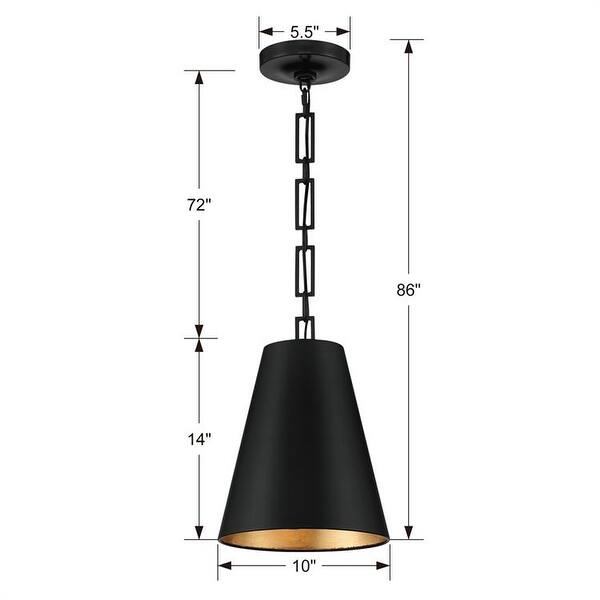 Alston 2 Light Matte Black & Antique Gold Chandelier - 10'' W x 13.88'' H