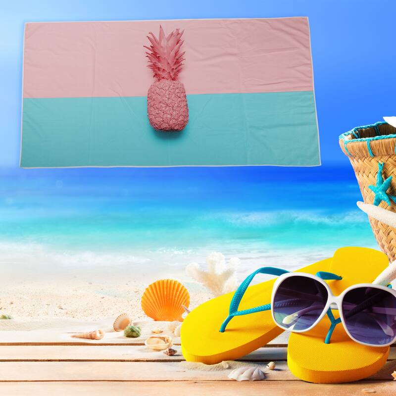 Absorbent Beach Towel Pineapple Pattern Classic Design for Beach Pink 55"x28" - Pink