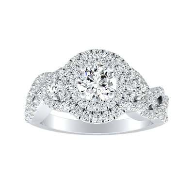 Auriya 14k Gold Braided 1 1/6ctw Double Halo Diamond Engagement Ring (G-H, VS1-VS2)