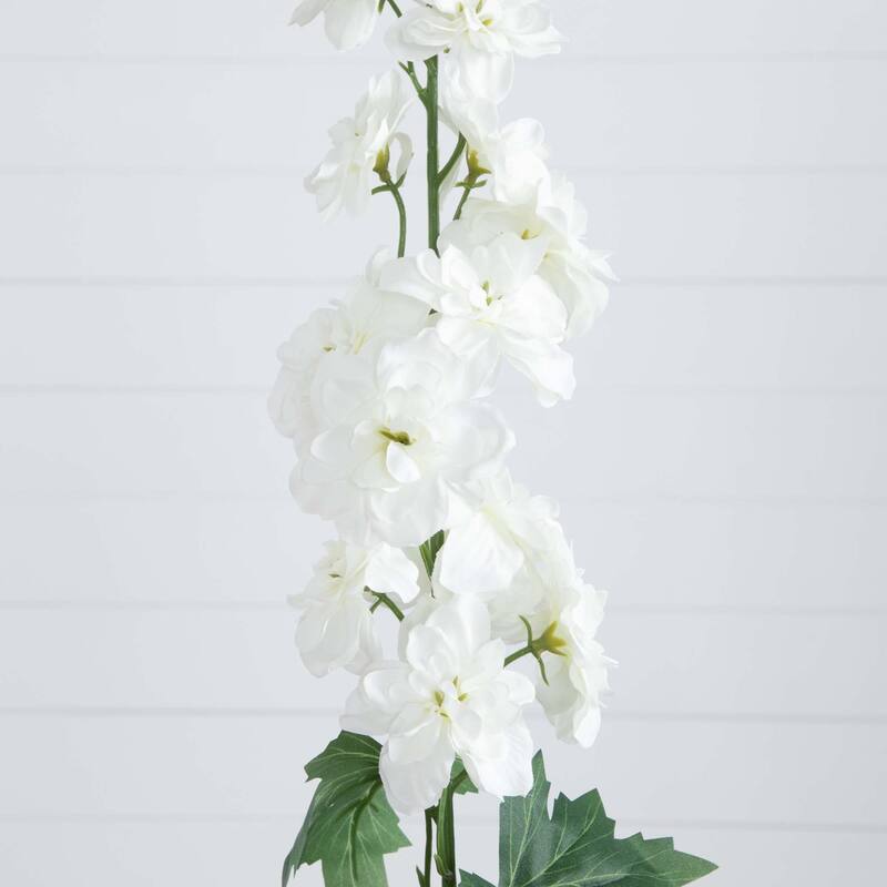 Delphinium Blossom Artificial Floral Stem Sprays - 39" - White - Set of 3