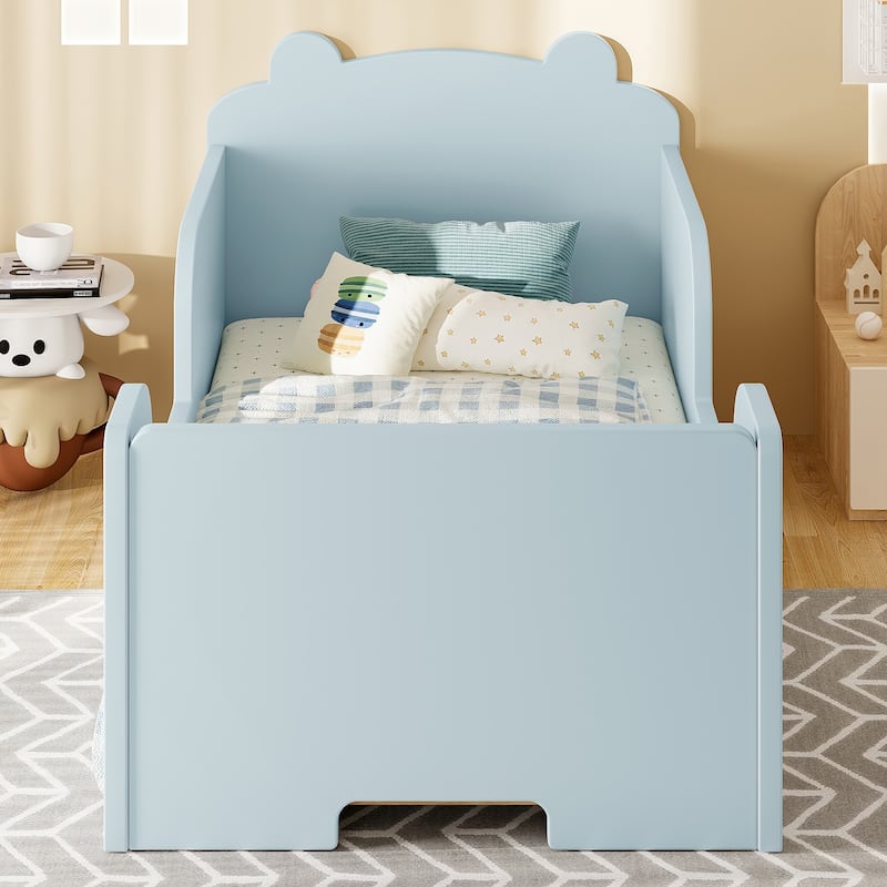 Toddler Floor Bed Frame - Bear Shape Cot Bed for Boys & Girls Ages 3-6
