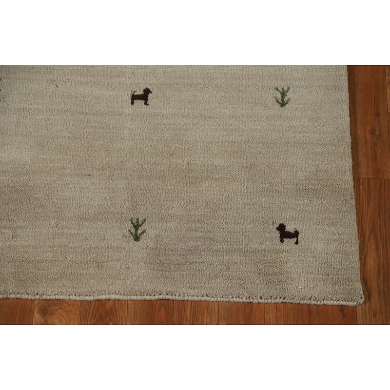 Gabbeh Indian Runner Rug Hand-Knotted Hallway Wool Carpet - 2'9" x 8'3"