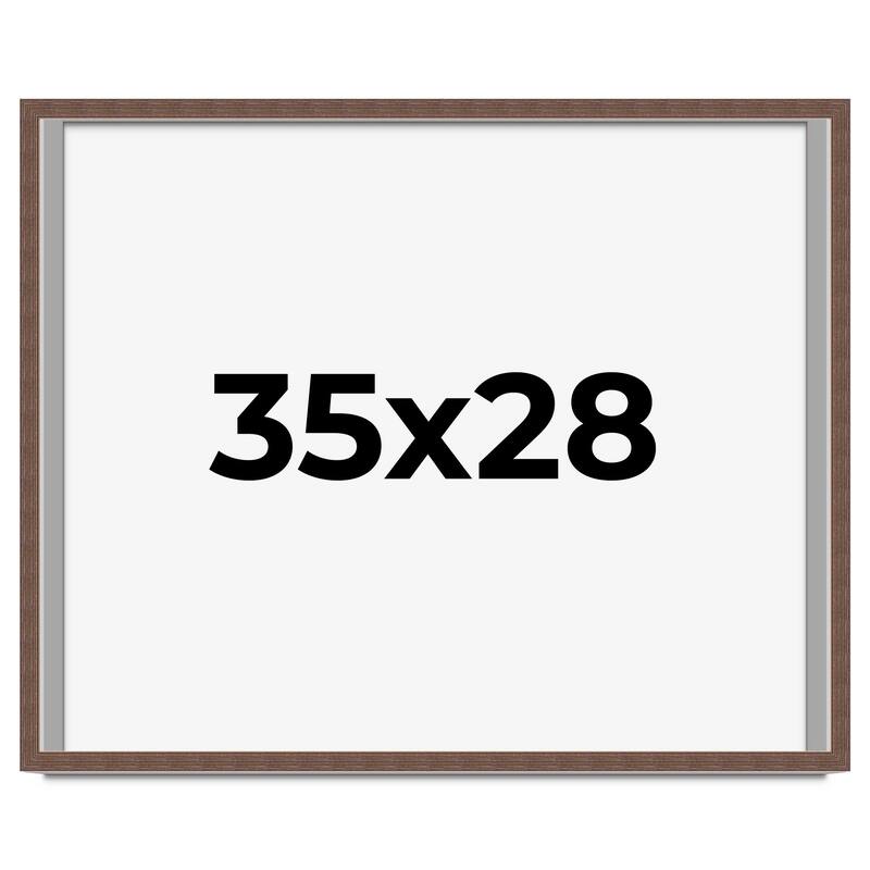 35x28 Shadow Box Frame Brown | 1.125 inches Deep Real Wood Rustic