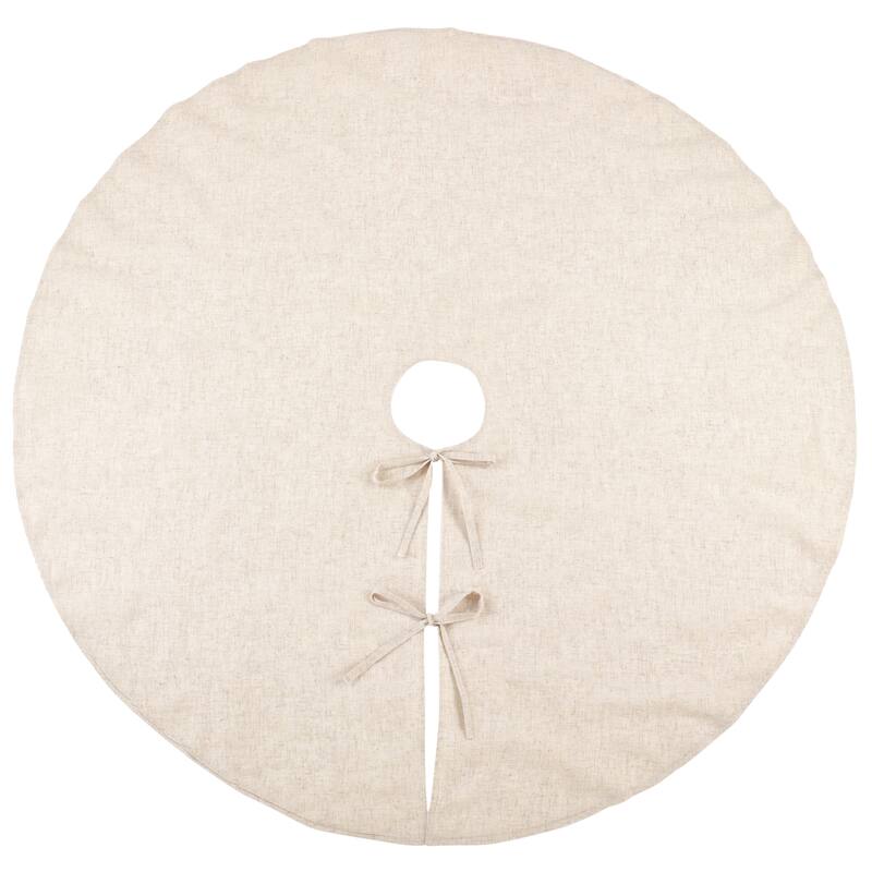 Linen Blend Decorative Christmas Tree Skirt - 84"X84" - Natural