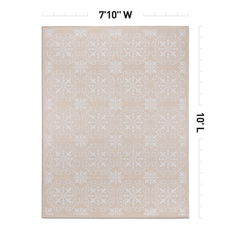 World Rug Gallery Transitional Geometric Textured Flat Weave Indoor/Outdoor Area Rug