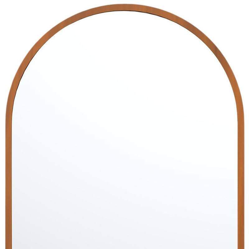HomeRoots Set of Two Walnut Arch Wood Framed Bathroom Vanity Mirrors - 31.00 in. x 35.00 in. x 0.79 in.