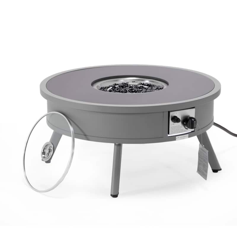 Leisuremod Walbrooke Modern Outdoor Patio Round Fire Pit Table for Porch Backyard Deck - 29