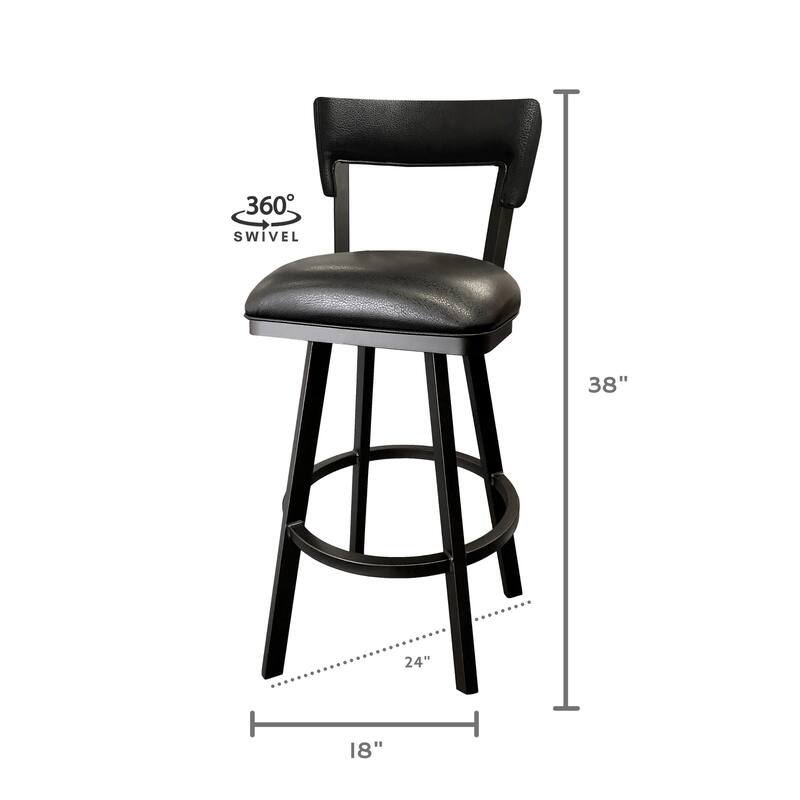 Tempo Furniture Hilton Swivel 26" Counterstool/30" Barstool Pebblestone Metal Finish & Black Polyurethane by Furnish Theory