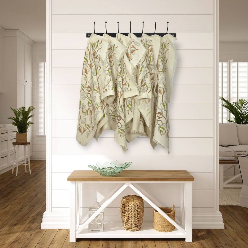 Fabdivine Honeycomb or Waffle Weave Hand Block Floral Print Hand Towel, Kitchen Gift Use