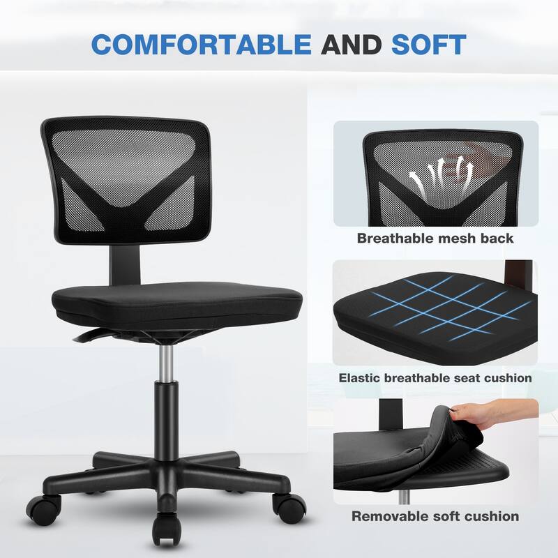 Compact Low Back Swivel Task Chair with Adjustable Height & Wheels