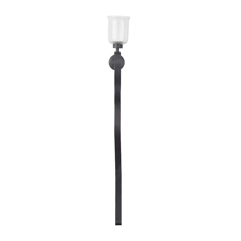 Metal Scroll Handmade Pillar Wall Sconce - Black - Roche River Decor