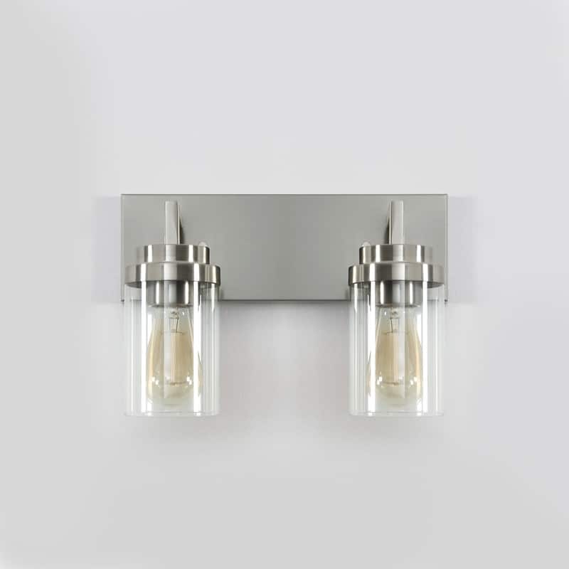 KAWOTI 2-Light Dimmable Bathroom Vanity Light with Clear Glass Shade