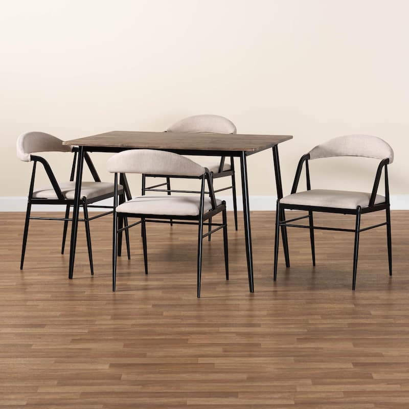 Orrin Modern Industrial Fabric and Metal 5-Piece Dining Set
