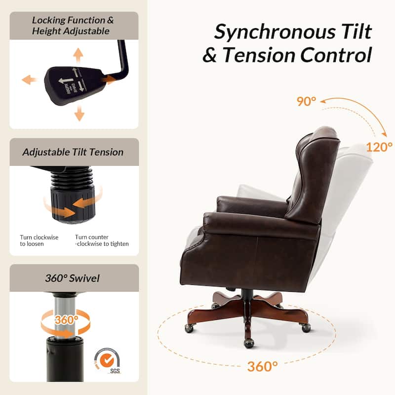 Maximiliano Modern Swivel Executive Chair with Tufted Back by HULALA HOME