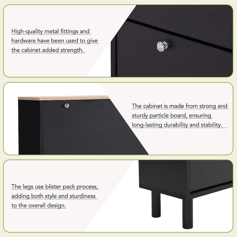 Narrow Shoe Cabinet with 3 Flip Drawers & Adjustable Shelves for Entryway Storage