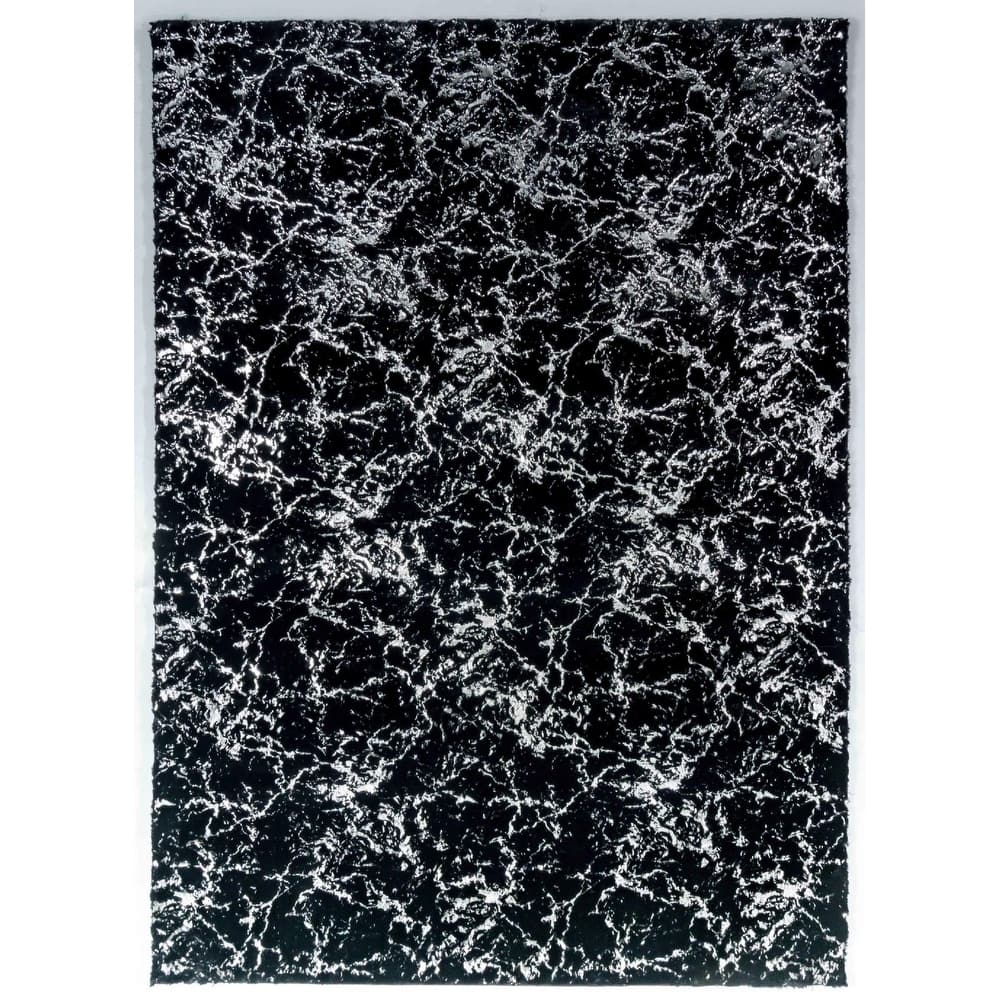Chryso Collection Abstract Faux-Fur Rug with Foil