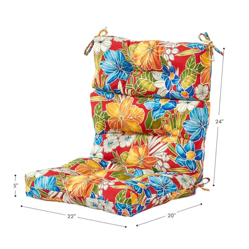 Aloha Floral Outdoor 44x22-inch High Back Chair Cushion (Set of 2) (Cushions Only)