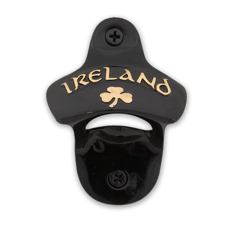 Pocket Brass Bottle Opener with Irish Shamrock Perfect Bar Tool Celtic Pub Gift Idea - 3.25”H x 2.5”W