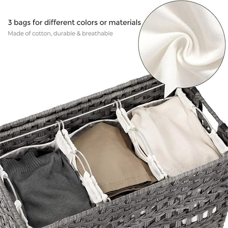 140L Synthetic Rattan Laundry Hamper with Wheels - 26"L x 13.8"W x 23.8"H