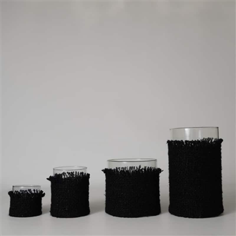 Textured Glass Votive Candle Holder - 10" - Gray