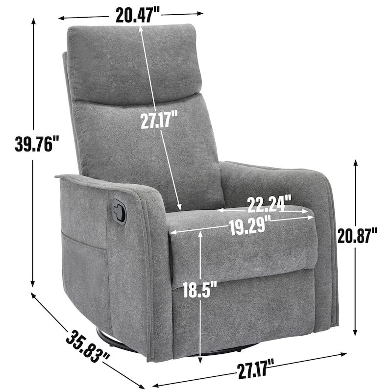 8 Point Vibration 360° Swivel Massage Chair, Adjustable Backrest Manual Recliner Chair with Massage and Lumbar Heating