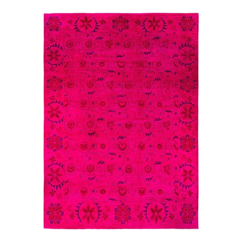 Overdyed, One-of-a-Kind Hand-Knotted Area Rug - Pink - 9' 1" x 12' 4"