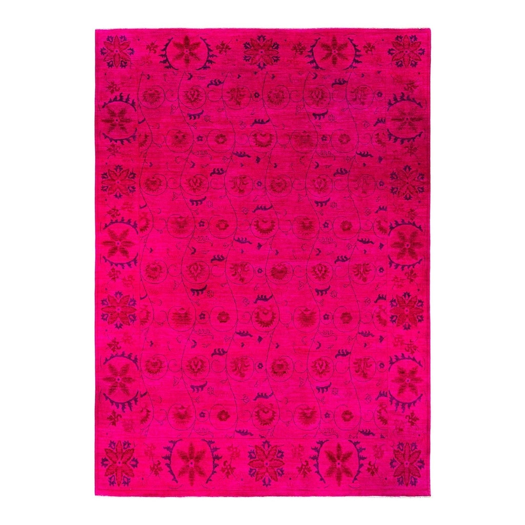 Overdyed, One-of-a-Kind Hand-Knotted Area Rug - Pink - 9' 1" x 12' 4"