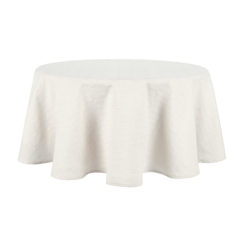 Martha Stewart Honeycomb Modern Farmhouse Tablecloth - 70" Round - Beige