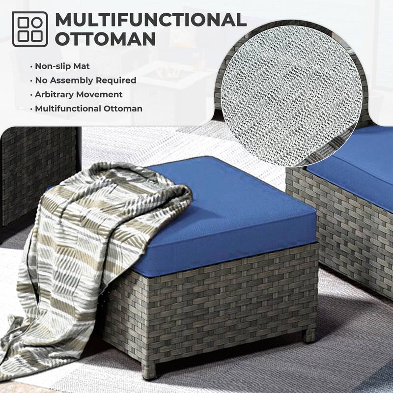 HOOOWOOO 7-piece PE Wicker Outdoor Furniture Sectional Set with Swivel Rocking Chair