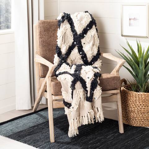 SAFAVIEH Lila Grace Geometric Pattern Fluffy Tufted Pure Cotton Throw