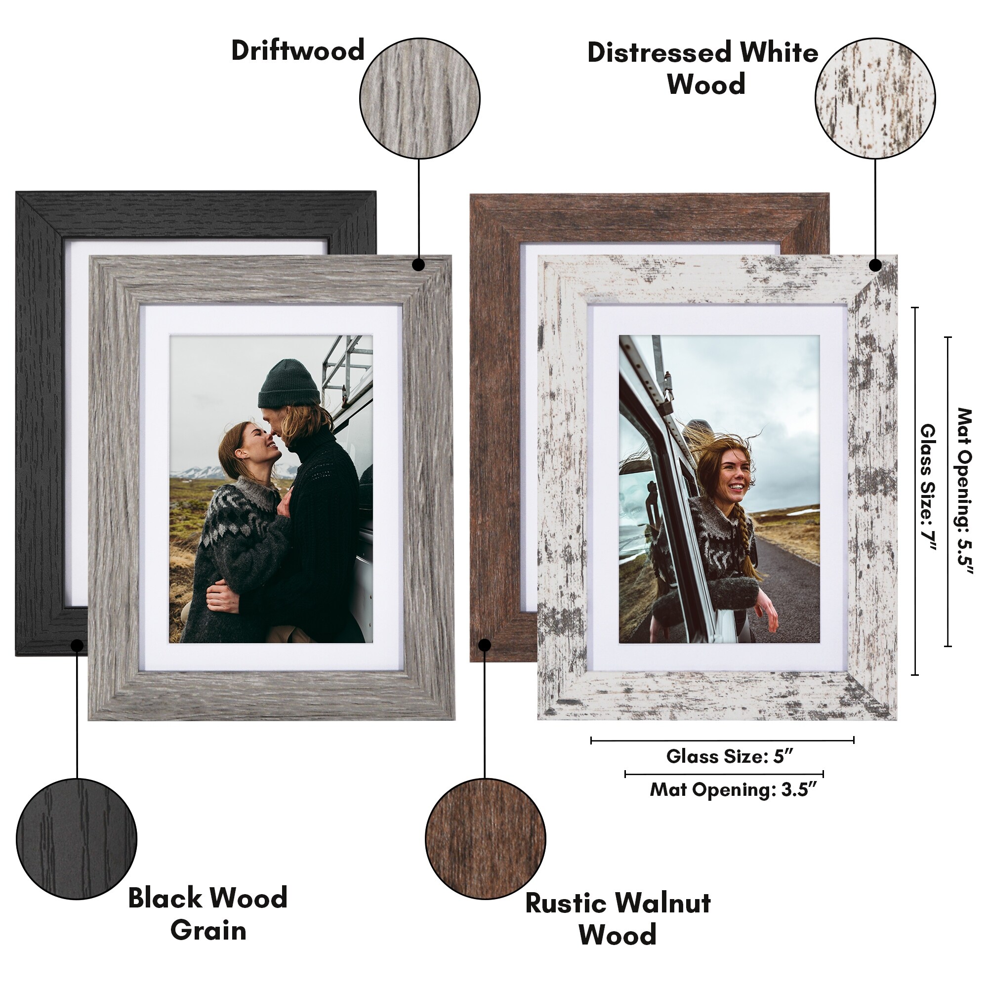 Americanflat Picture Frame Set With Mat - Ideal for Displaying Your Favorite Photos and Artwork-image