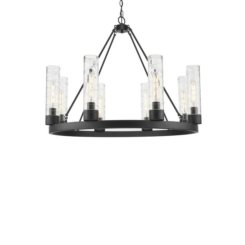 Innovations Lighting 617-8CR-28-36 Boreas Chandelier Boreas 8 Light - Matte Black / Deco Swirl