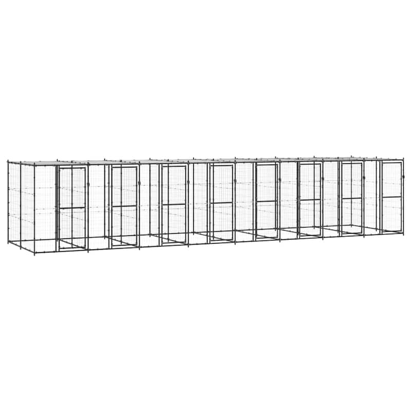 vidaXL Outdoor Dog Pen Pet Crate Kennel Cage Playpen House for Yard Steel