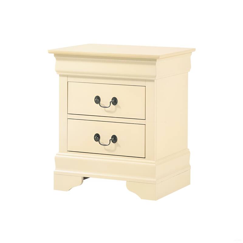Classic Beige Nightstand with Two Drawers