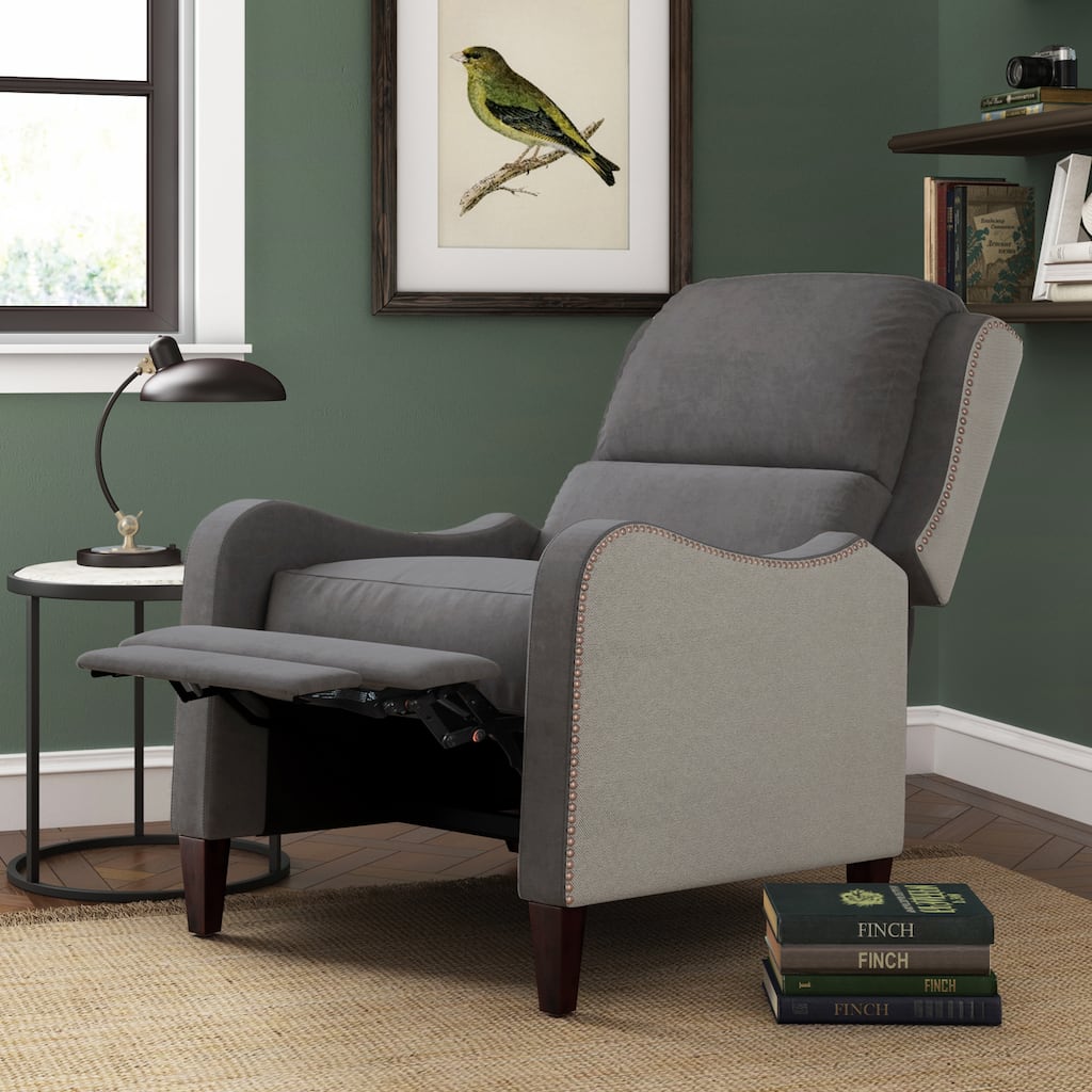 Tommy Hilfiger Eddington Modern Recliner Chair with Nailheads