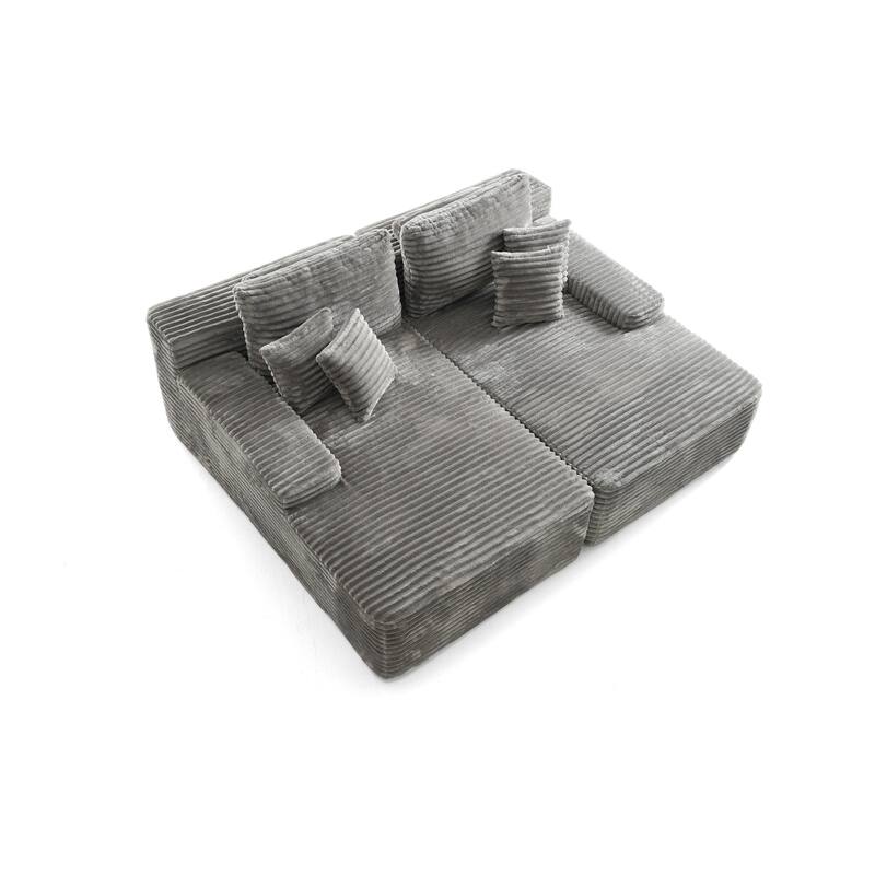 Oversized Upholstered Modular Sectional Chaise Lounge with Pillows