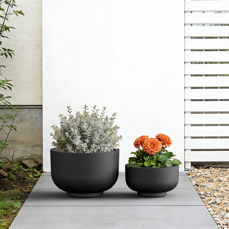 Concrete Planter / Pot Lightweight Planter Bowl with Drainage Holes