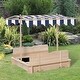 preview thumbnail 1 of 8, Outsunny Wooden Kids Sandbox with Cover, Foldable Bench Seats