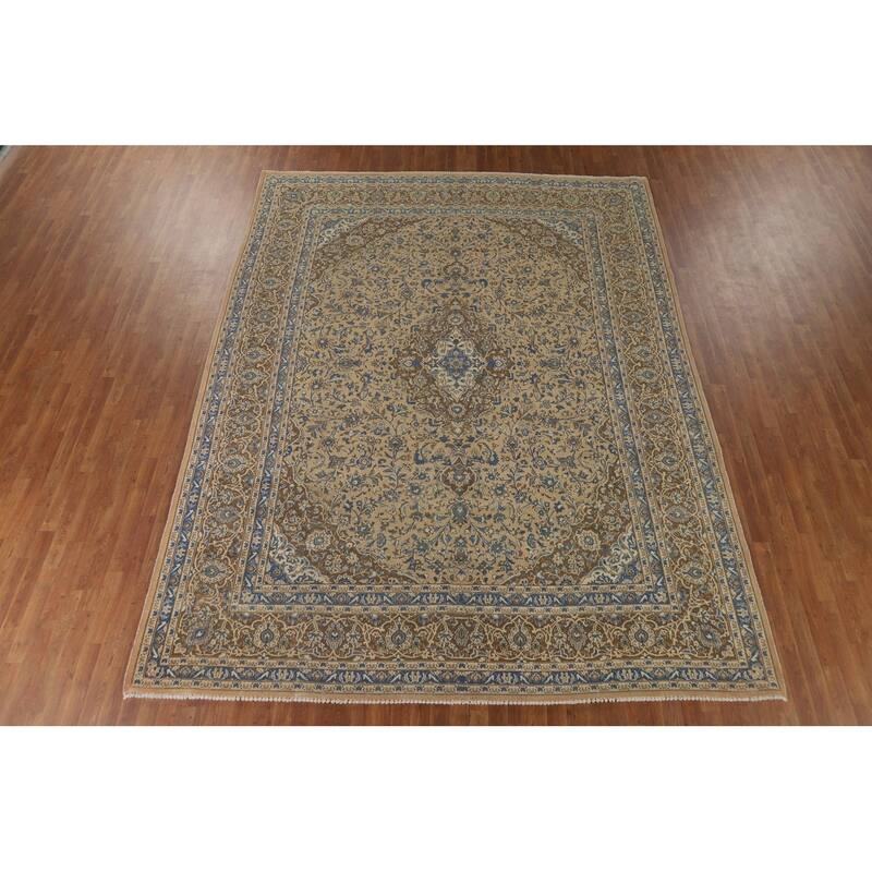 Traditional Mashad Vintage Persian Area Rug Handmade Wool Carpet - 9'7" x 12'5"