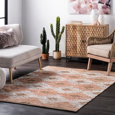 Nuloom Hand Braided Marla Denim And Jute Diamonds Area Rug