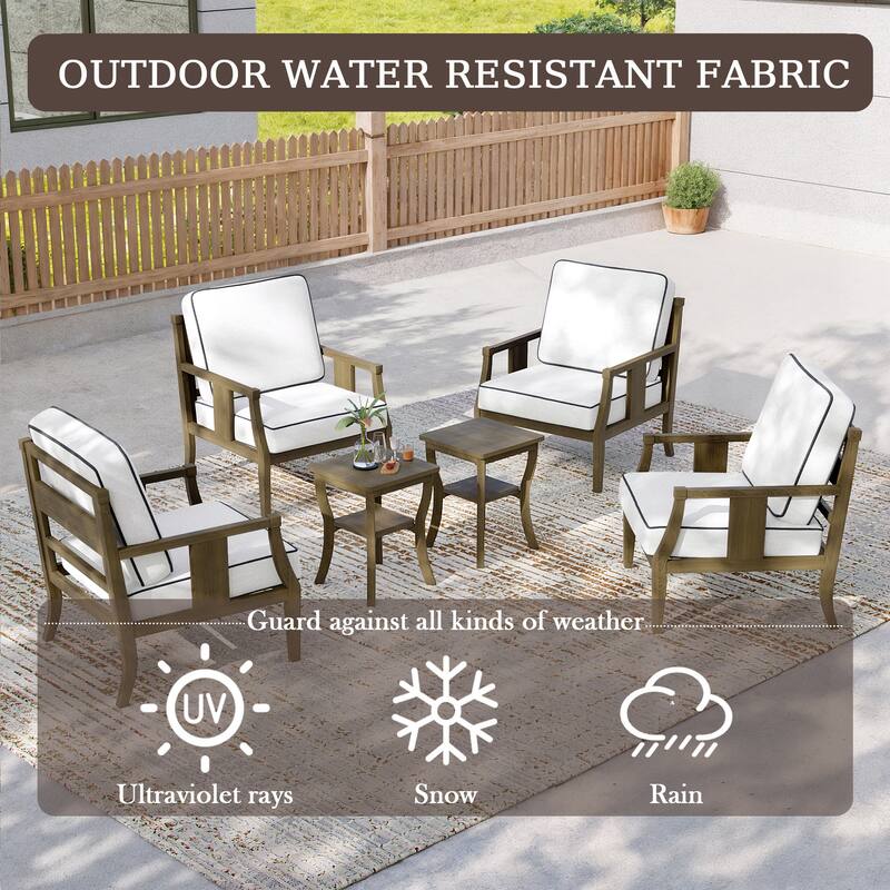 6-piece Outdoor Teak Seating Set Club Chairs with Cushions