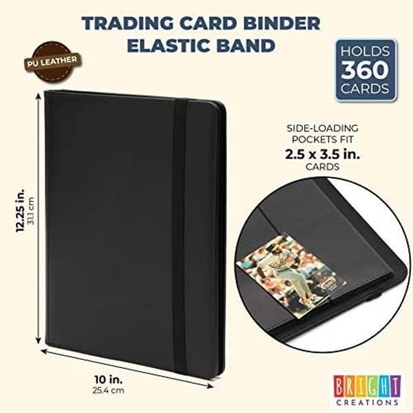 360 Card Pocket Binder with Strap 9 Pocket Trading Cards Album Folder,  Black - 12.25" x 10" - Bed Bath & Beyond - 31673348
