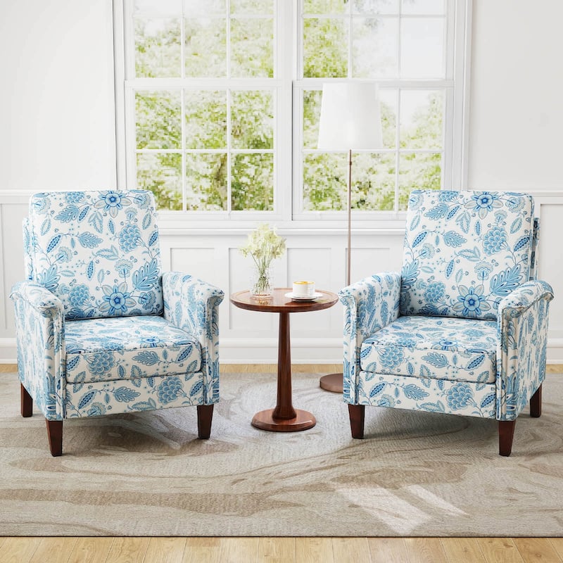 Costway 1/2 PCS Floral Accent Chair with Solid Wood Legs & High Back - See Details