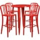 preview thumbnail 13 of 31, 30'' Round Metal Indoor-Outdoor Bar Table Set with 4 Vertical Slat Back Stools - 30"W x 30"D x 41"H