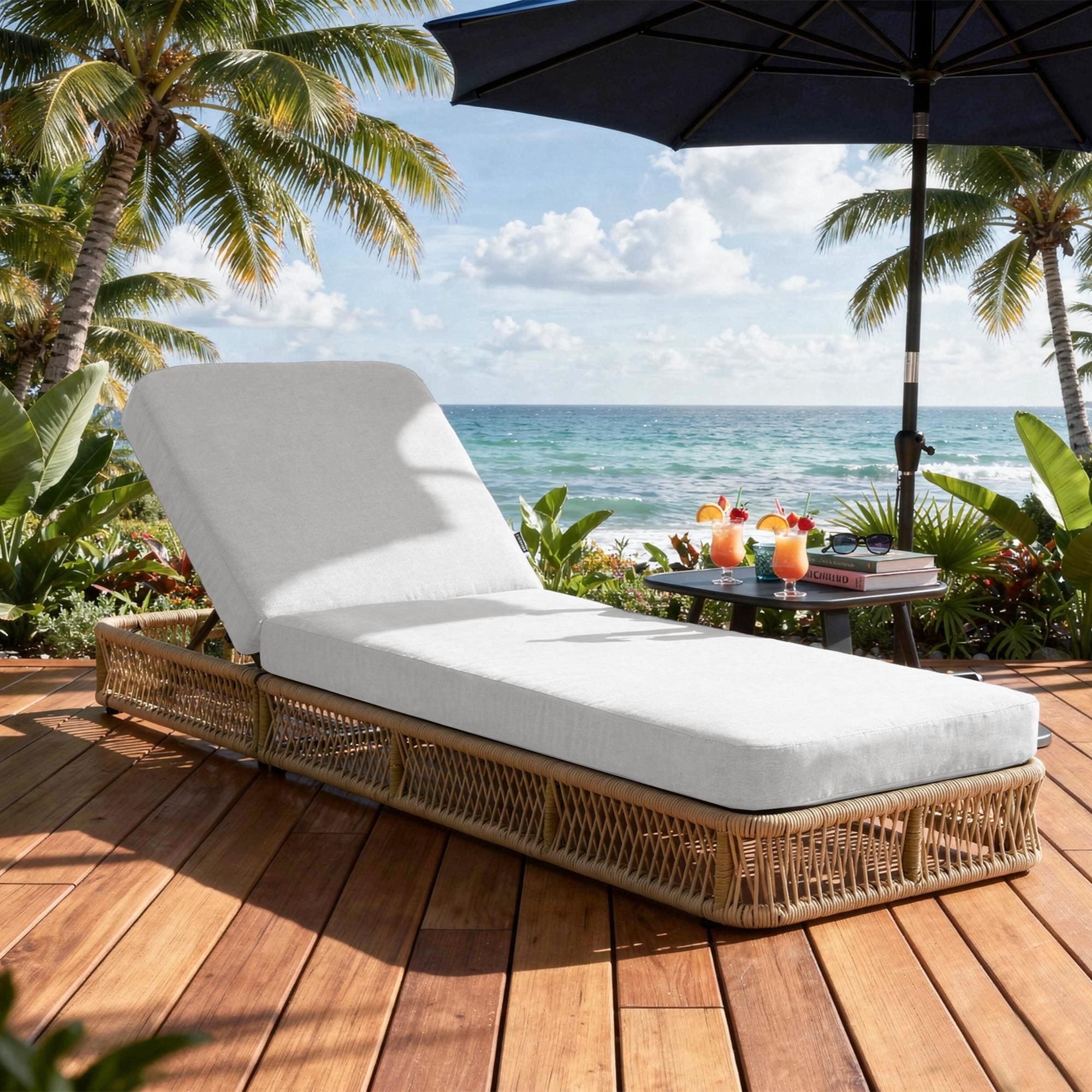 Adjustable Backrest Outdoor Chaise Lounge Chair Patio Pool Lounger