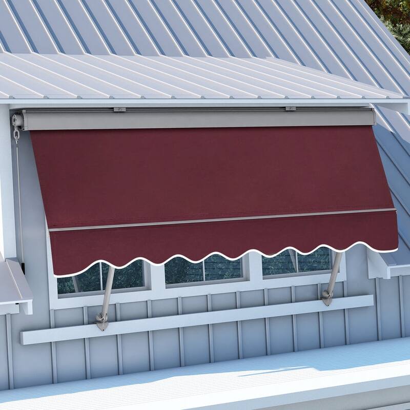 MCombo Patio Window Awnings 5'x8', Fully Assembled Manual Retractable Sunshade Canopy for Windows, 4137
